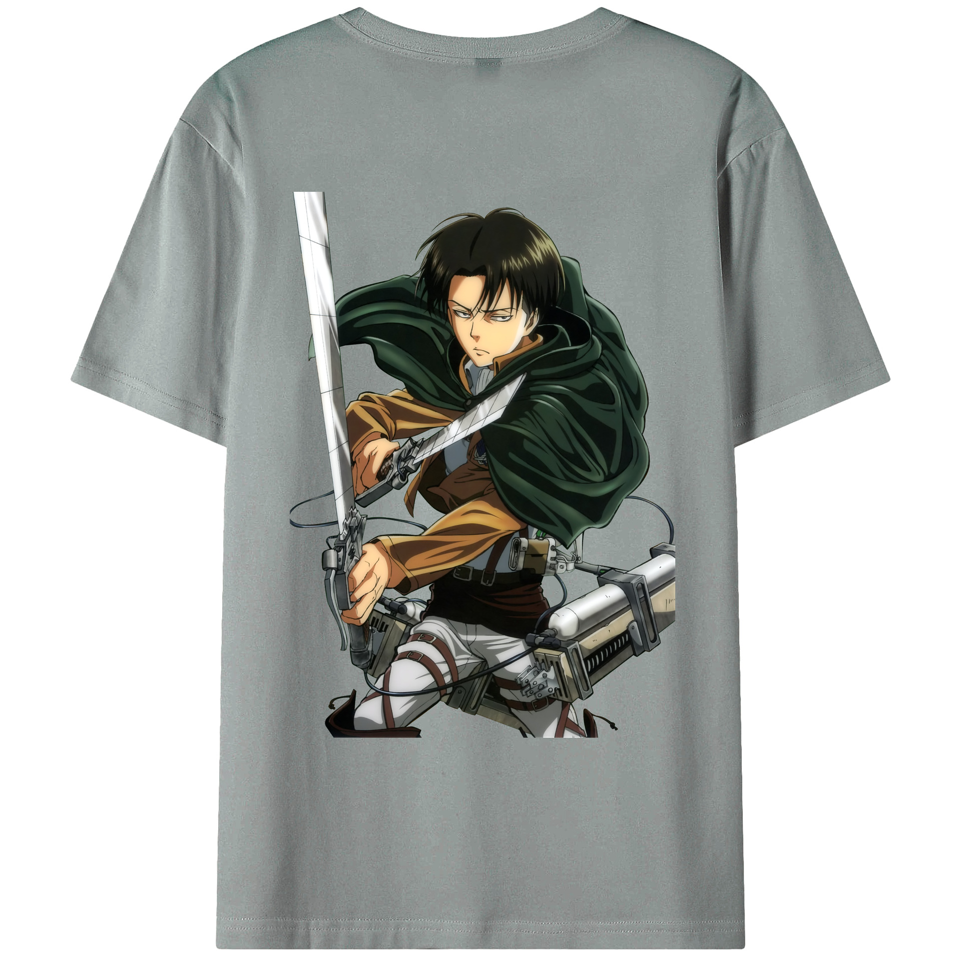 （画像用） 進撃の巨人 リヴァイ·アッカーマン Attack on Titan Levi Ackerman 綿100％ メンズ半袖Tシャツ（バックプリント） 通気性